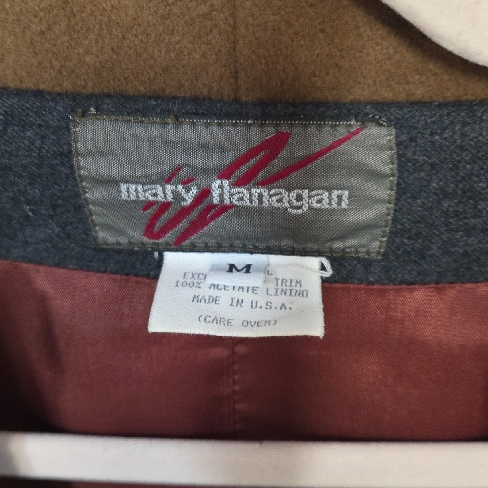 Mary Flanagan Wearable Art Brown Trench Coat with Tan Accents. Med - Picture 5 of 13
